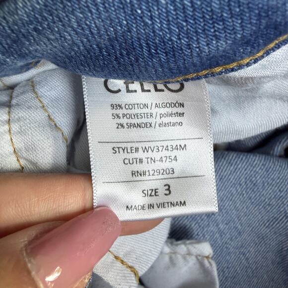 Cello Jeans Womens 3 Blue Medium Wash High Rise Distressed Flare Stretch Denim - Picture 10 of 13